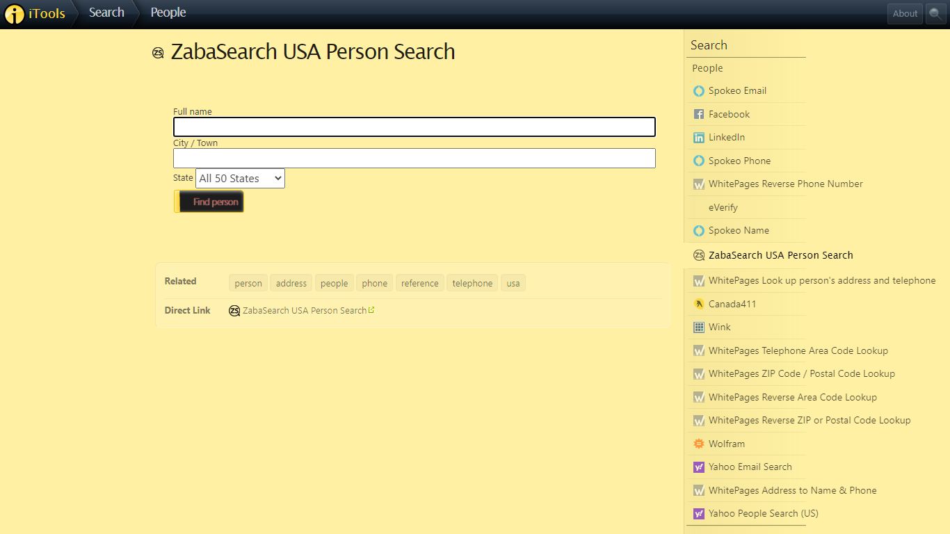 ZabaSearch USA Person Search - iTools
